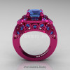 Art Masters Classic 14K Fuchsia Pink Gold 2.0 Ct Swiss Blue Topaz Engagement Ring Wedding Ring R298-14KFPGBT-2