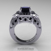 Art Masters Classic 14K White Gold 2.0 Ct Black Diamond Engagement Ring Wedding Ring R298-14KWGBD-2