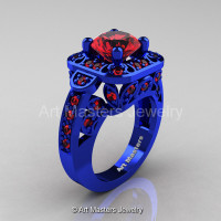 Art Masters Classic 14K Blue Gold 2.0 Ct Rubies Engagement Ring Wedding Ring R298-14KBLGR-1