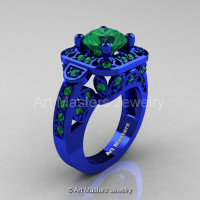 Art Masters Classic 14K Blue Gold 2.0 Ct Emerald Engagement Ring Wedding Ring R298-14KBLGEM-1