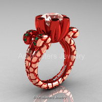 Art Masters Santa Isabel 14K Red Rose Gold 3.0 Ct Morganite Emerald Solitaire Ring R297-14KRRGMOEM-1