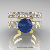 Modern Vintage 14K Yellow Gold 3.0 Ct Alexandrite White Sapphire Designer Wedding Ring Bridal Set R142S-14KYGWSAL-3