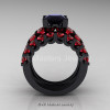Modern Vintage 14K Black Gold 3.0 Ct Black Diamond Rubies Designer Wedding Ring Bridal Set R142S-14KBGRBD-2