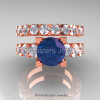 Modern Vintage 14K Rose Gold 3.0 Ct Alexandrite White Sapphire Designer Wedding Ring Bridal Set R142S-14KRGWSAL-3