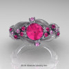 Nature Classic 14K White Gold 1.0 Ct Pink Sapphire Leaf and Vine Engagement Ring R340S-14KWGPS-2