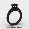 14K Black Gold New Fashion Gorgeous Solitaire 1.0 Carat Black Moissanite Bridal Wedding Ring Engagement Ring R26N-14KBGBM-2