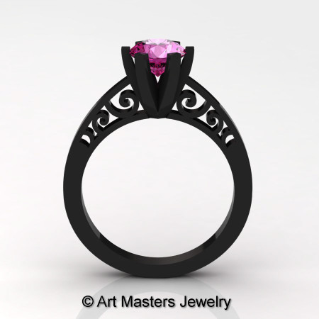 14K Black Gold New Fashion Gorgeous Solitaire 1.0 Carat Pink Sapphire Bridal Wedding Ring Engagement Ring R26N-14KBGPS-1
