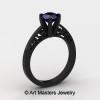 14K Black Gold New Fashion Gorgeous Solitaire 1.0 Carat Blue Sapphire Bridal Wedding Ring Engagement Ring R26N-14KBGBS-2