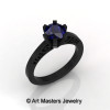 14K Black Gold New Fashion Gorgeous Solitaire 1.0 Carat Blue Sapphire Bridal Wedding Ring Engagement Ring R26N-14KBGBS-3
