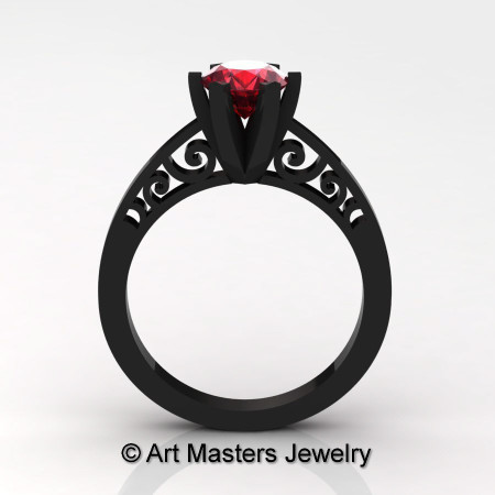 14K Black Gold New Fashion Gorgeous Solitaire 1.0 Carat Ruby Bridal Wedding Ring Engagement Ring R26N-14KBGR-1