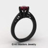14K Black Gold New Fashion Gorgeous Solitaire 1.0 Carat Raspberry Red Garnet Bridal Wedding Ring Engagement Ring R26N-14KBGRR-2