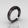Modern Vintage 14K Black Gold 3.0 Carat Pink Sapphire Solitaire and Wedding Ring Bridal Set R102S-14KBGPS-3