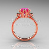 Modern Antique 14K Rose Gold 1.5 Carat Pink Sapphire Solitaire Engagement Ring AR127-14KRGPS-2