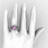Nature Classic 14K White Gold 1.0 Ct Light Pink Sapphire Diamond Leaf and Vine Engagement Ring R340S-14KWGDLPS-3