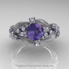 Nature Classic 14K White Gold 2.0 Ct Alexandrite Diamond Leaf and Vine Engagement Ring R340S-14KWGD2AL-2