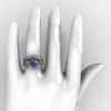Nature Classic 14K White Gold 1.0 Ct Alexandrite Diamond Leaf and Vine Engagement Ring Wedding Band Set R340SS-14KWGDAL-3