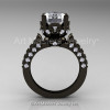 Classic French 14K Black Gold 3.0 Carat Cubic Zirconia Diamond Solitaire Wedding Ring R401-14KBGDCZ-2