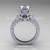 Classic French 14K White Gold 3.0 Carat Simulation Diamond CZ Solitaire Wedding Ring R401-14KWGSDCZ-2