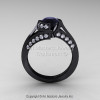 Exclusive French 14K Black Gold 1.0 Ct Black and White Diamond Engagement Ring Wedding Ring R376-14KBGDBD-3