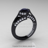 Exclusive French 14K Black Gold 1.0 Ct Black and White Diamond Engagement Ring Wedding Ring R376-14KBGDBD-2