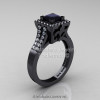 Art Masters French 14K Black Gold 1.0 Ct Black and White Diamond Engagement Ring R215-14KBGDBD-2