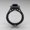 Caravaggio 14K Black Gold 1.0 Ct Black Moissanite Diamond Engagement Ring Wedding Ring R621-14KBGDBM-2