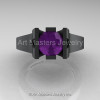 Modern 14K Matte Black Gold 1.0 CT Amethyst Engagement Ring Wedding Ring R36N-14KMBGAM-3