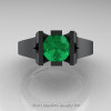 Modern Classic 14K Matte Black Gold 1.0 CT Emerald Engagement Ring Wedding Ring R36N-14KMBGEM-3