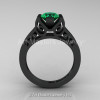 Modern Classic 14K Matte Black Gold 1.0 CT Emerald Engagement Ring Wedding Ring R36N-14KMBGEM-2