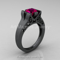 Modern Classic 14K Matte Black Gold 1.0 CT Rose Ruby Engagement Ring Wedding Ring R36N-14KMBGRR-1