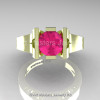 Modern Classic 14K Green Gold 1.0 CT Pink Sapphire Engagement Ring Wedding Ring R36N-14KGGPS-3