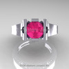 Modern Classic 14K White Gold 1.0 CT Pink Sapphire Engagement Ring Wedding Ring R36N-14KWGPS-3