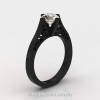 14K Black Gold New Fashion Design Solitaire 1.0 CT Champagne Diamond Bridal Wedding Ring Engagement Ring R26A-14KBGCHD-2