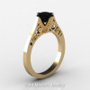 14K Yellow Gold New Fashion Design Solitaire 1.0 CT Black Diamond Bridal Wedding Ring Engagement Ring R26A-14KYGBD-2
