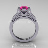 Modern Classic 14K White Gold 1.0 CT Pink Sapphire Engagement Ring Wedding Ring R36N-14KWGPS-2