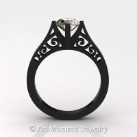 14K Black Gold New Fashion Design Solitaire 1.0 CT Champagne Diamond Bridal Wedding Ring Engagement Ring R26A-14KBGCHD-1