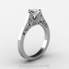 14K White Gold New Fashion Design Solitaire 1.0 CT White Sapphire Bridal Wedding Ring Engagement Ring R26A-14KWGWS-2