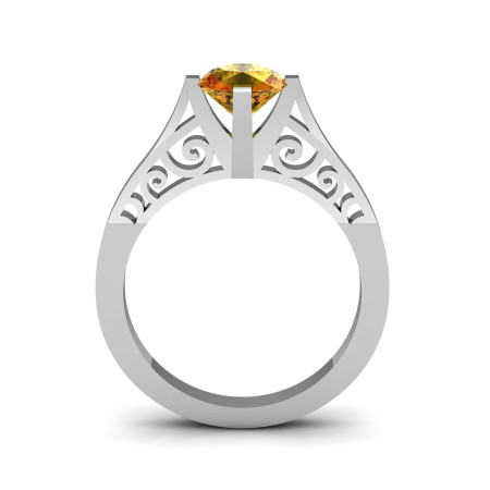 14K White Gold New Fashion Design Solitaire 1.0 CT Citrine Bridal Wedding Ring Engagement Ring R26A-14KWGCI-1
