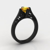 14K Black Gold New Fashion Design Solitaire 1.0 CT Citrine Bridal Wedding Ring Engagement Ring R26A-14KBGCI-2