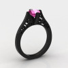 14K Black Gold New Fashion Design Solitaire 1.0 CT Pink Sapphire Bridal Wedding Ring Engagement Ring R26A-14KBGPS-2
