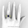 Classic 18K Green Gold 1.0 Ct Blue Sapphire Diamond Solitaire Engagement Ring R323-18KGGDBS-4