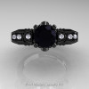 Classic 14K Black Gold 1.0 Ct Black and White Diamond Solitaire Engagement Ring R323-14KBGDBD-3