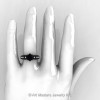 Classic 14K Black Gold 1.0 Ct Black and White Diamond Solitaire Engagement Ring R323-14KBGDBD-4
