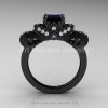 Classic 14K Black Gold 1.0 Ct Black and White Diamond Solitaire Engagement Ring R323-14KBGDBD-2