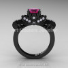 Classic 14K Black Gold 1.0 Ct Pink Sapphire Diamond Solitaire Engagement Ring R323-14KBGDPS-2