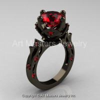 Modern Antique 14K Black Gold 3.0 Carat Ruby Solitaire Wedding Ring R214W-14KBGR-1