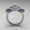 Classic 14K White Gold 1.0 Ct Champagne and White Diamond Solitaire Engagement Ring R323-14KWGDCHD-2