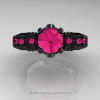 Classic 14K Black Gold 1.0 Ct Pink Sapphire Solitaire Engagement Ring R323-14KBGPS-3