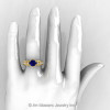 Classic 14K Yellow Gold 1.0 Ct Blue Sapphire Diamond Solitaire Engagement Ring R323-14KYGDBS-4