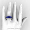 Classic 14K Blue Gold 1.0 Ct Blue Sapphire Diamond Solitaire Engagement Ring R323-14KBLGDBS-4